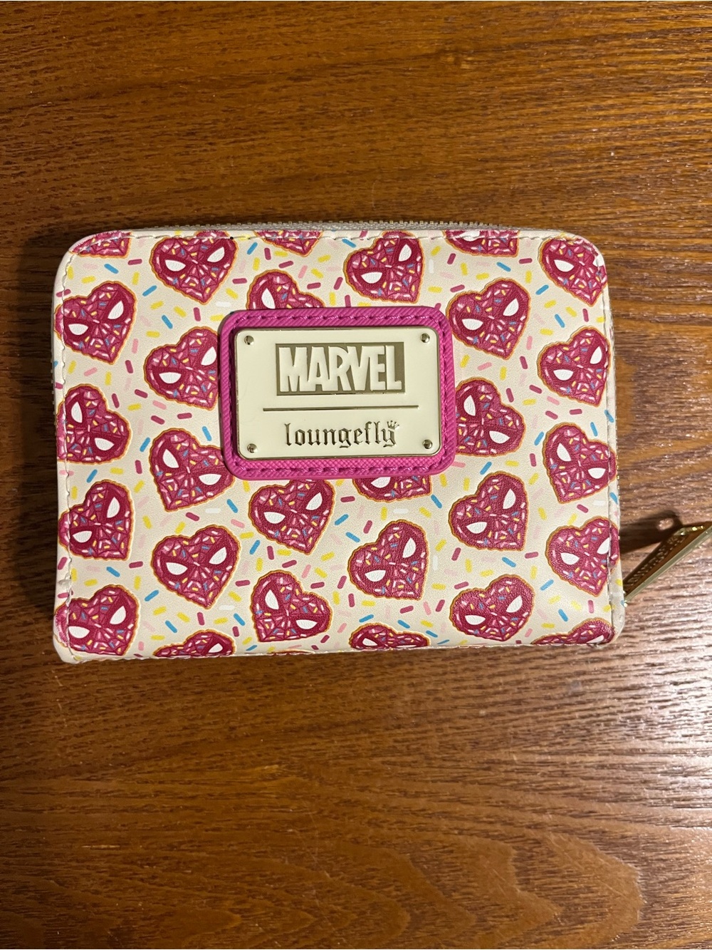 Loungefly Marvel Spider-Man Hearts Zip-Around Wallet White/Pink